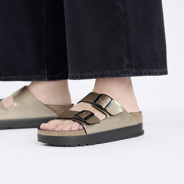 BIRKENSTOCK ARIZONA FLEX PLATFORM BIRKO-FLOR PATENT WOMEN SANDALS