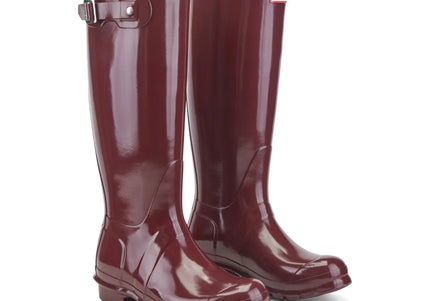 HUNTER W ORIGINAL TALL GLOSS WOMEN RAIN BOOTS - Dark Brown