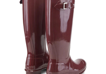 HUNTER W ORIGINAL TALL GLOSS WOMEN RAIN BOOTS - Dark Brown