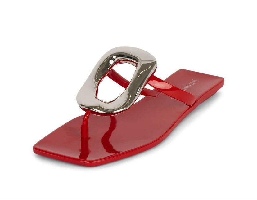 JEFFREY CAMPBELL LINQUES-J Women Sandals - Red Shiny Silver