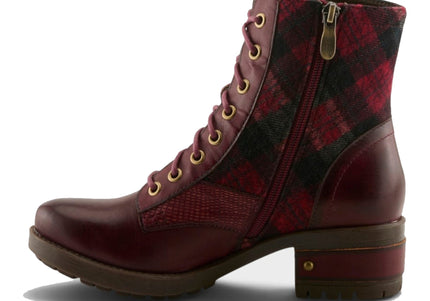 L'ARTISTE MARTY-PLAID WOMEN BOOTS - Bordeaux Multi
