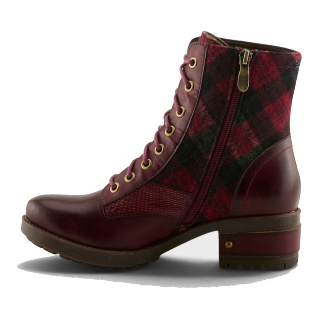 L'ARTISTE MARTY-PLAID WOMEN BOOTS - Bordeaux Multi