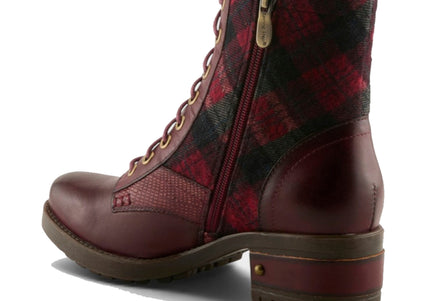 L'ARTISTE MARTY-PLAID WOMEN BOOTS - Bordeaux Multi