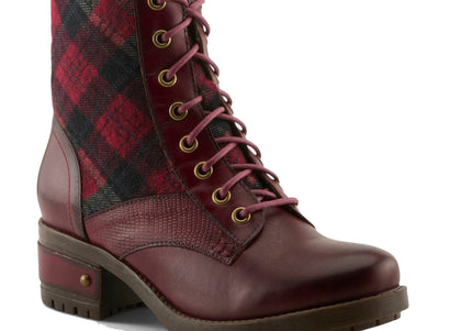 L'ARTISTE MARTY-PLAID WOMEN BOOTS - Bordeaux Multi