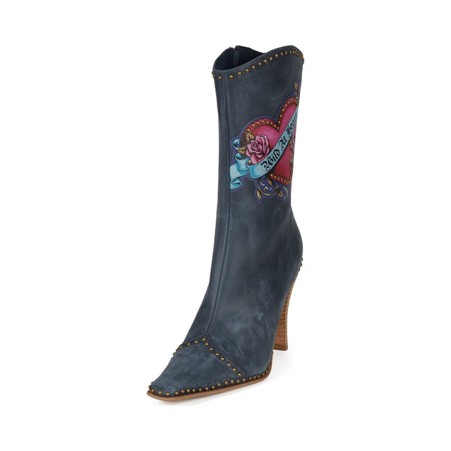 JEFFREY CAMPBELL BE-BOLD-ST WOMEN BOOTS - Blue Brush Wild Combo