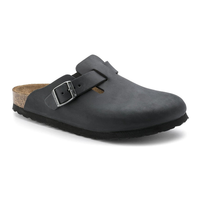 BIRKENSTOCK BOSTON OILED LEATHER UNISEX CLOGS - Black Oil Regular