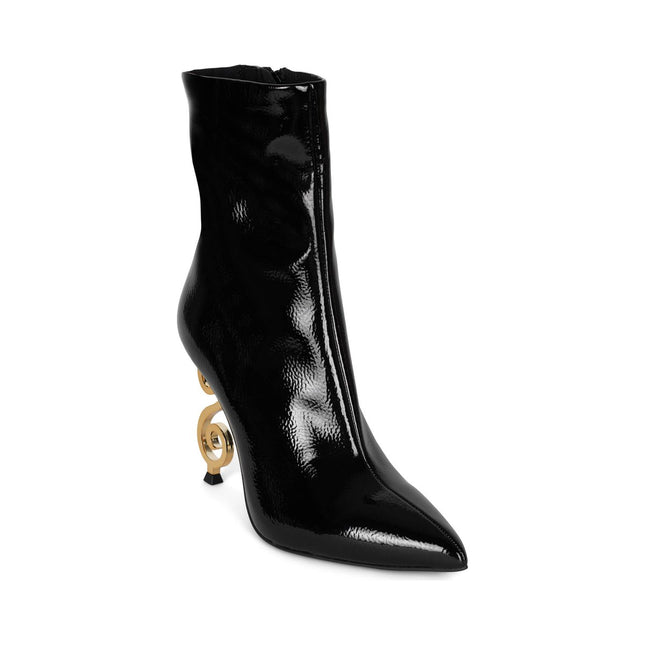 JEFFREY CAMPBELL MOUSAI WOMEN BOOTS - Black Crinkle Patent Gold