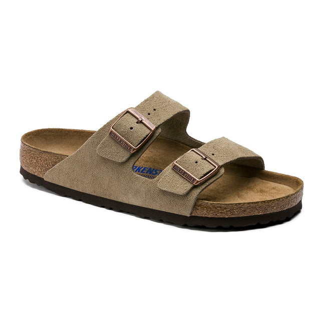 BIRKENSTOCK ARIZONA SUEDE SOFT FOOTBED UNISEX SANDALS - Taupe Narrow