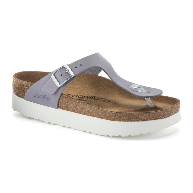 BIRKENSTOCK GIZEH PLATFORM NUBUCK LEATHER WOMEN SANDALS