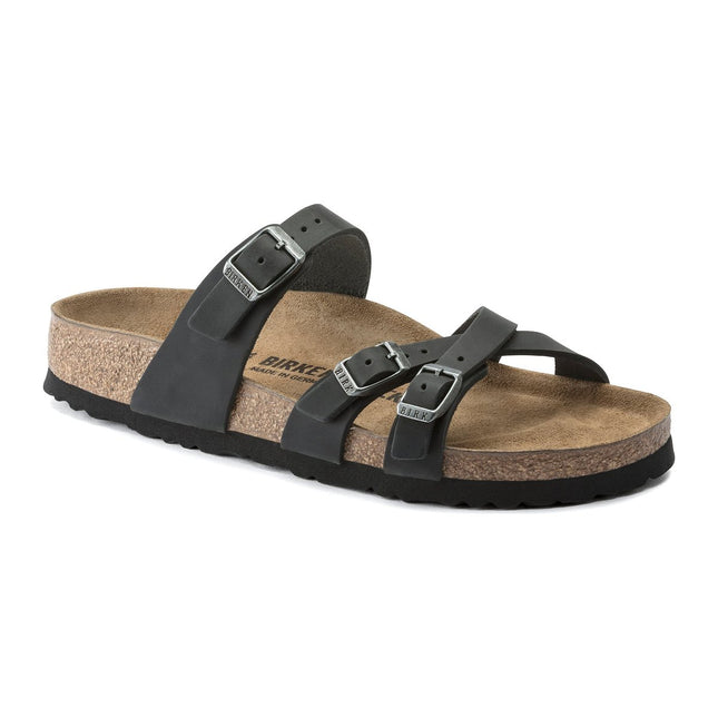 BIRKENSTOCK FRANCA OILED LEATHER WOMEN SANDALS - Black Narrow