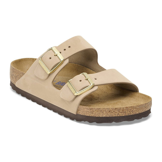 BIRKENSTOCK ARIZONA SOFT FOOTBED NUBUCK LEATHER Women Sandals Sandcastle N