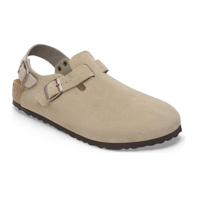 BIRKENSTOCK TOKIO SUEDE LEATHER Women Clogs Taupe N