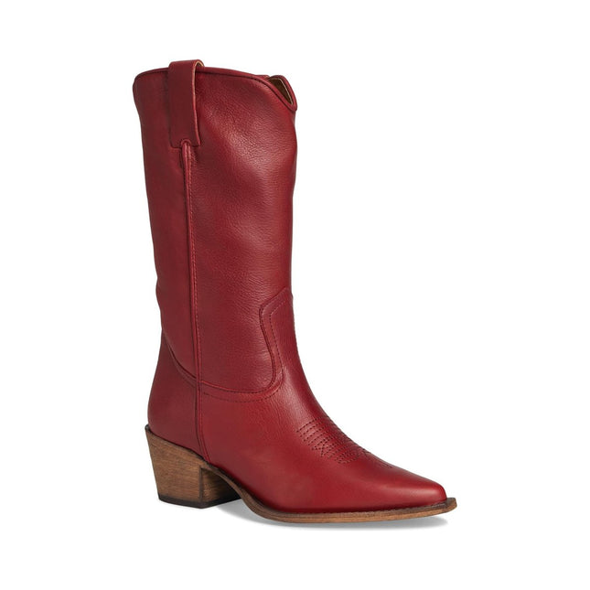 STEVE MADDEN ALBANY WOMEN BOOTS - Red Leather