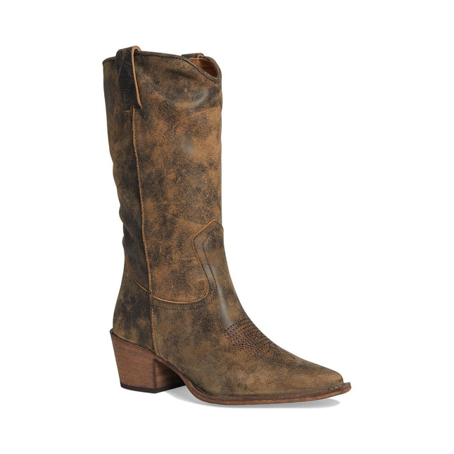 STEVE MADDEN ALBANY WOMEN BOOTS - Brown Distress