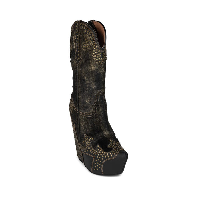 JEFFREY CAMPBELL GIDDY-STUD WOMEN BOOTS - Black Bronze Hair Combo