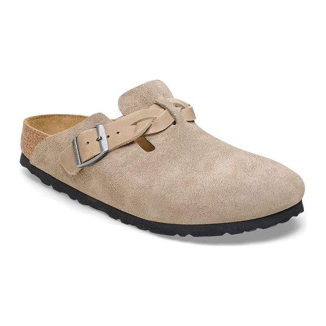 BIRKENSTOCK BOSTON BRAIDED WOMEN CLOGS - TAUPE