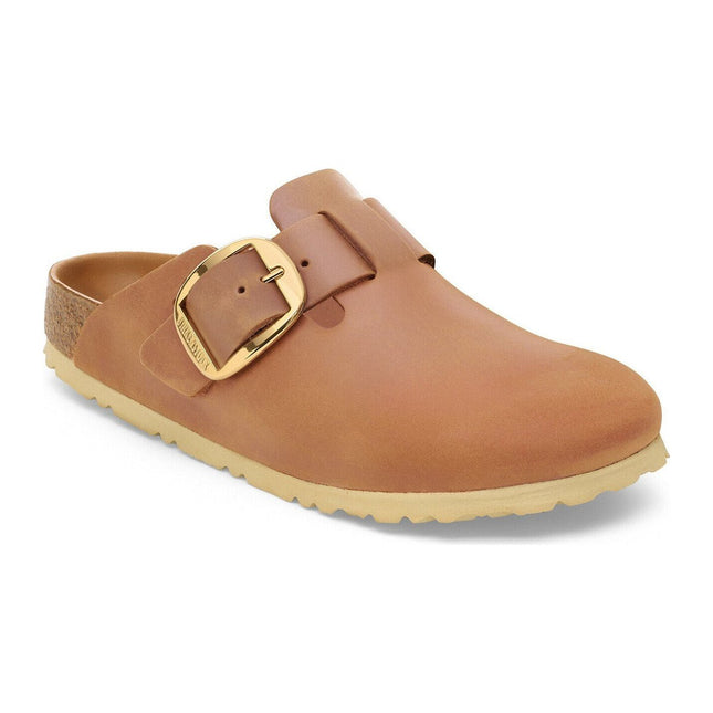 BIRKENSTOCK BOSTON BIG BUCKLE OILED LEATHER  WOMEN CLOGS - Cognac
