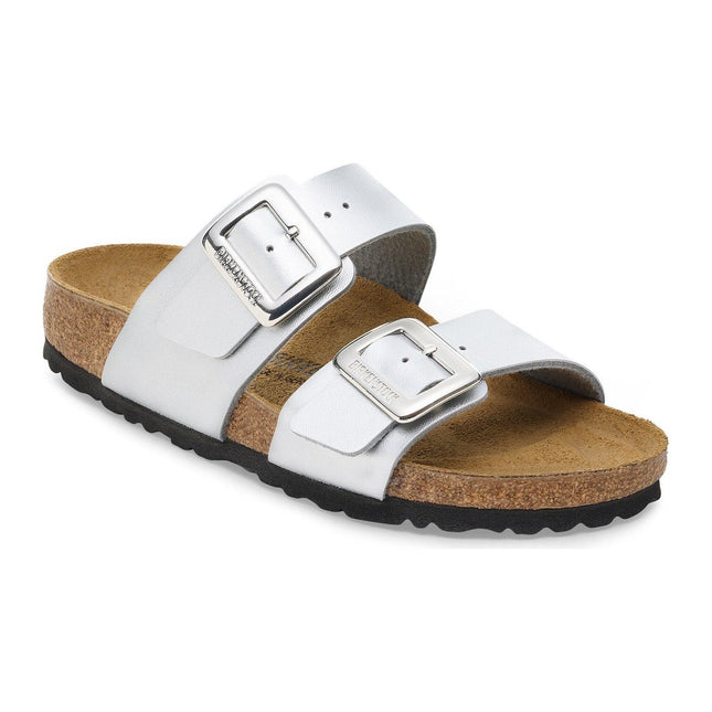 BIRKENSTOCK SYDNEY LUXE BUCKLE BIRKO-FLOR WOMEN SANDALS - Silver