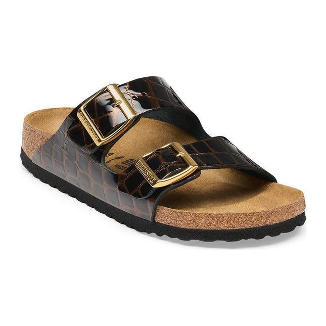 BIRKENSTOCK ARIZONA LEATHER EMBOSS WOMEN SANDALS - Animal Black