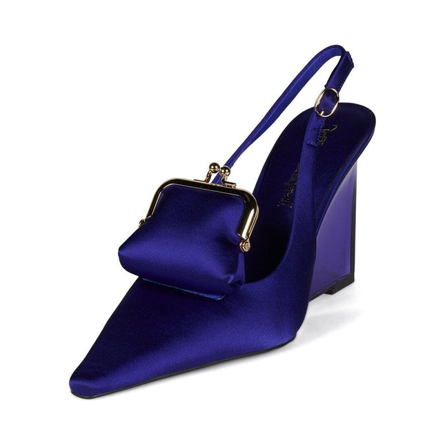 JEFFREY CAMPBELL PAY-ME WOMEN HEELS - Indigo Satin Combo