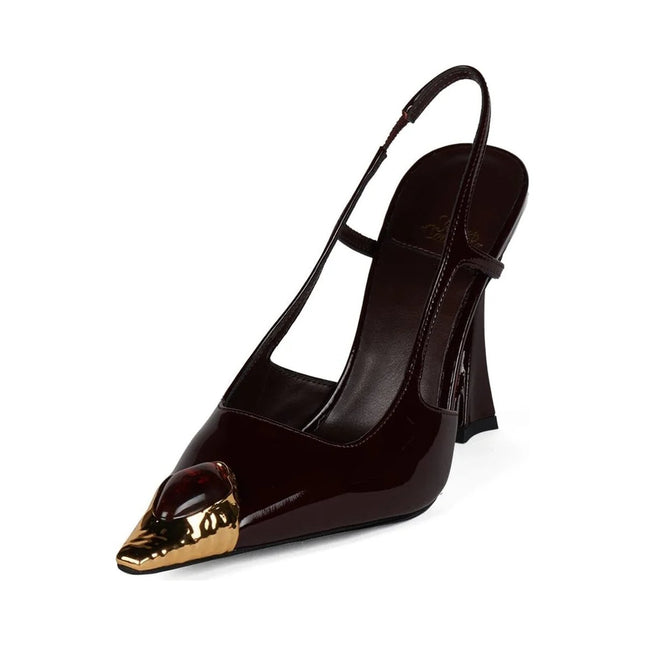 JEFFREY CAMPBELL SORCERER WOMEN HEELS - Wine Patent Gold Brown