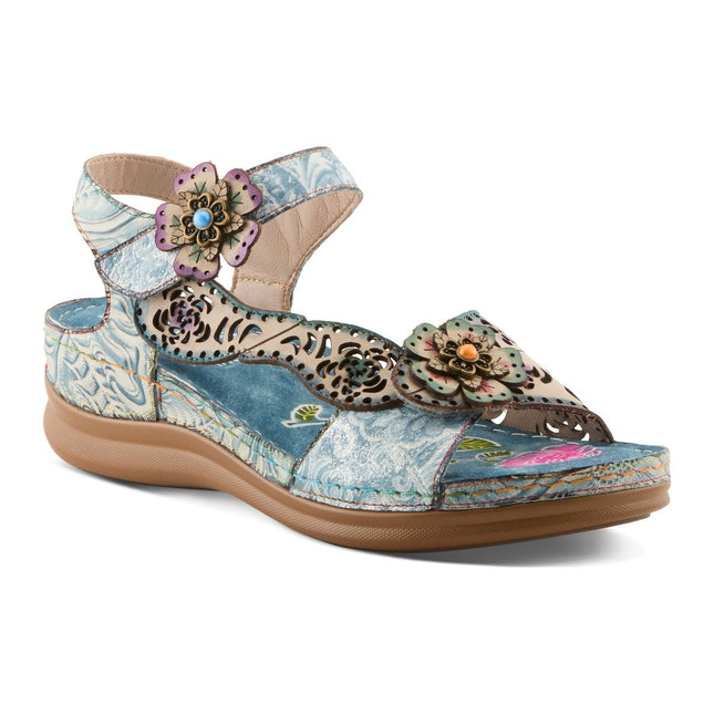 L'ARTISTE SCRIPT WOMEN SANDALS - Blue Multi