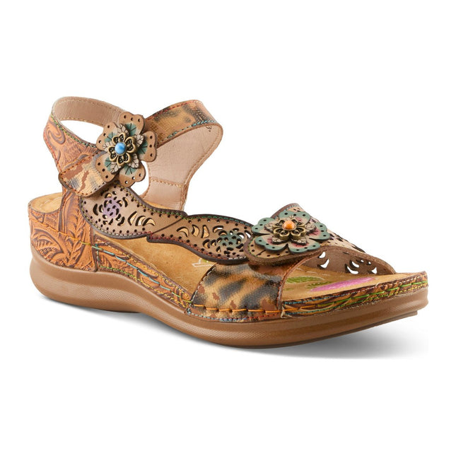 L'ARTISTE SCRIPT WOMEN SANDALS - Tan Multi
