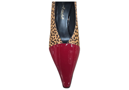 NYCK - New York City Kicks Jeffrey Campbell Arturo-F pump in brown cheetah calf-hair with a red patent leather toe