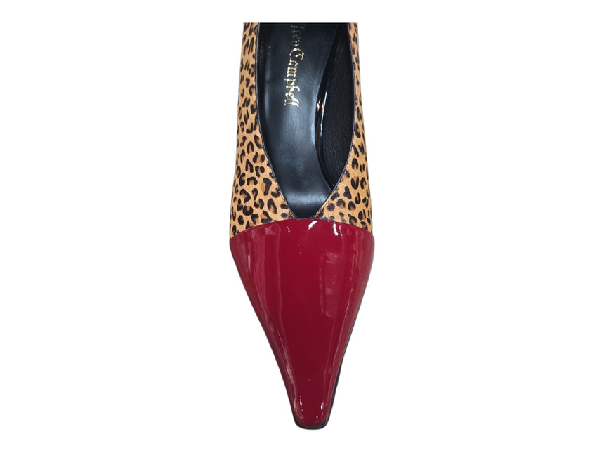 NYCK - New York City Kicks Jeffrey Campbell Arturo-F pump in brown cheetah calf-hair with a red patent leather toe