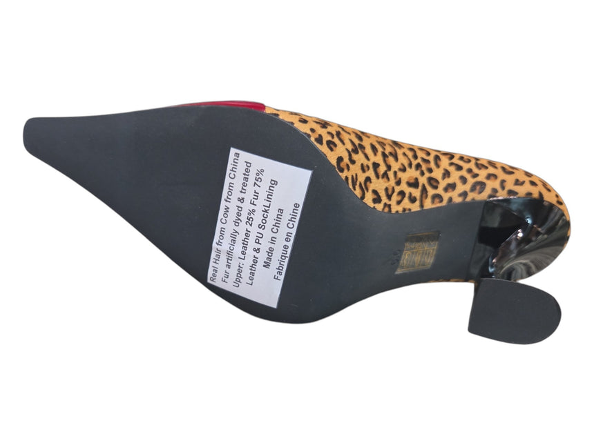 NYCK - New York City Kicks Jeffrey Campbell Arturo-F calf-hair leopard print pump with sculpted heel and red toe