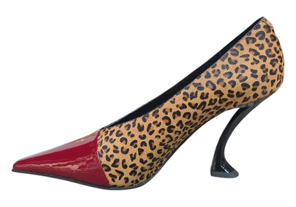 NYCK - New York City Kicks Jeffrey Campbell Arturo-F pump in leopard calf-hair with a red patent leather pointed toe.
