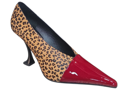 NYCK - New York City Kicks Jeffrey Campbell Arturo-F calf-hair leopard print pump with red patent leather toe