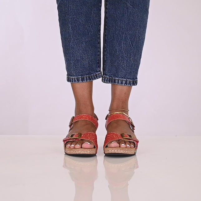 L'ARTISTE OSUNA WOMEN SANDALS - Red Multi