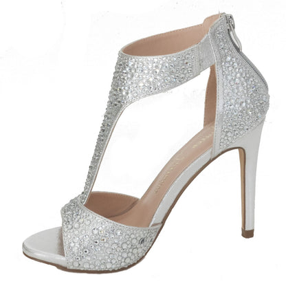 Lauren Lorraine Crystal Embellished Peep Toe Sandal