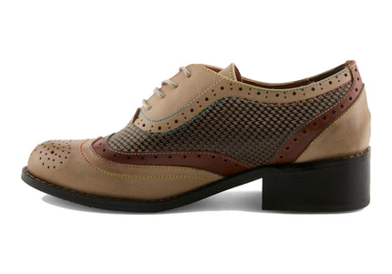 L'ARTISTE TAPDANCER-CHECK WOMEN SHOES - Beige Multi
