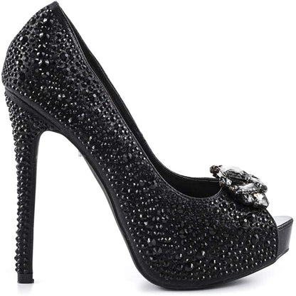 Lauren Lorraine Crystal Embellished Peep Toe Sandal-Lauren Lorraine-Brand_Lauren Lorraine,Shoes,Women