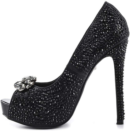 Lauren Lorraine Crystal Embellished Peep Toe Sandal-Lauren Lorraine-Brand_Lauren Lorraine,Shoes,Women